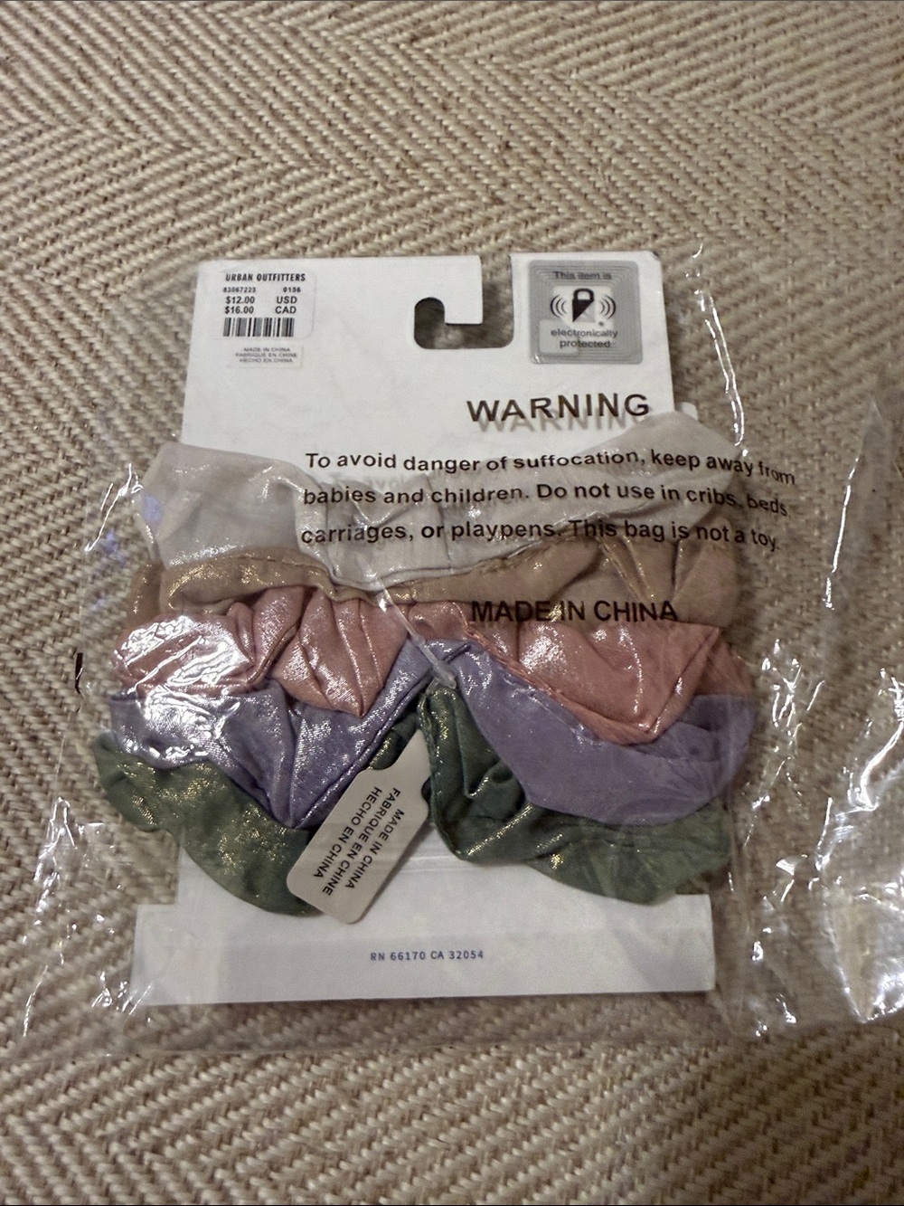 Urban Outfitters Satin Scrunchie Set - Pink, Purple, Green, Beige - Picture 2 of 4